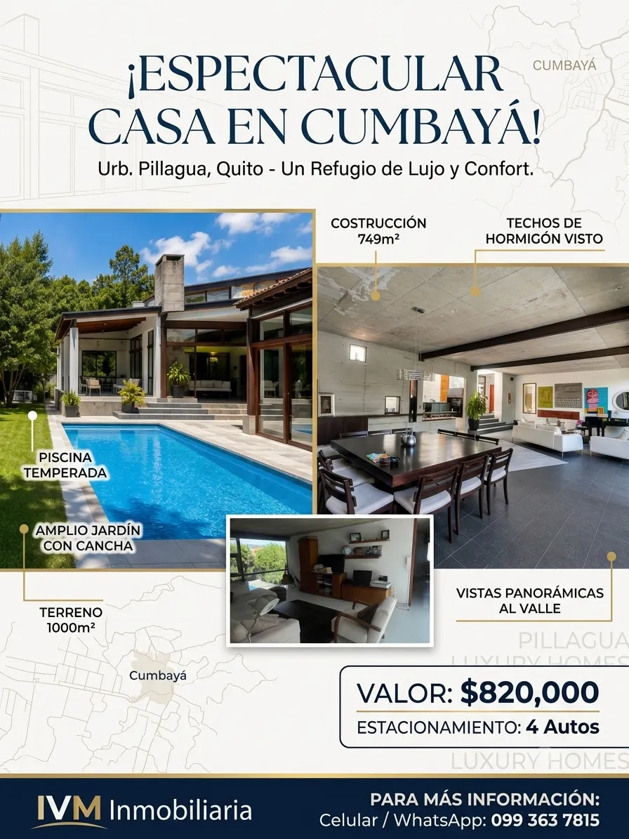 RESIDENCIA DE LUJO ESTILO MINIMALISTA CON PISCINA TEMPERADA | URBANIZACIÓN PILLAGUA, CUMBAYÁ - 1