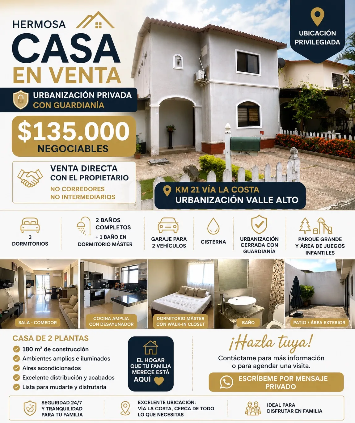 ✨ ¡HERMOSA CASA EN VENTA! 🏡✨ Cómoda, amplia en valle alto Vía la costa❤️ - 1